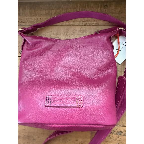 White Stuff Crossbody Bag Womens Mini Dark Purple Mini Fern Pebbled Leather - Picture 4 of 14